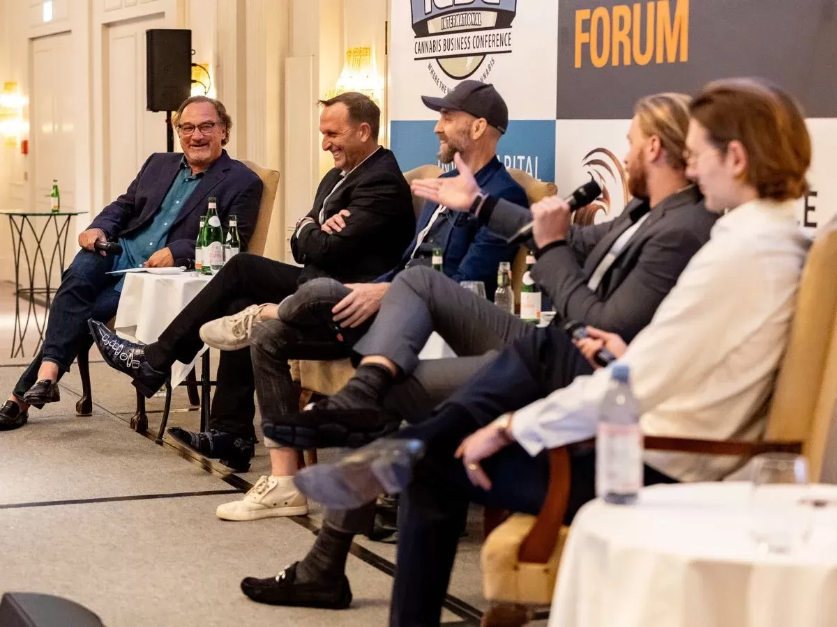 global investment forum panel featuring Jim Belushi at International Cannabis Business Conference in Berlin 2023